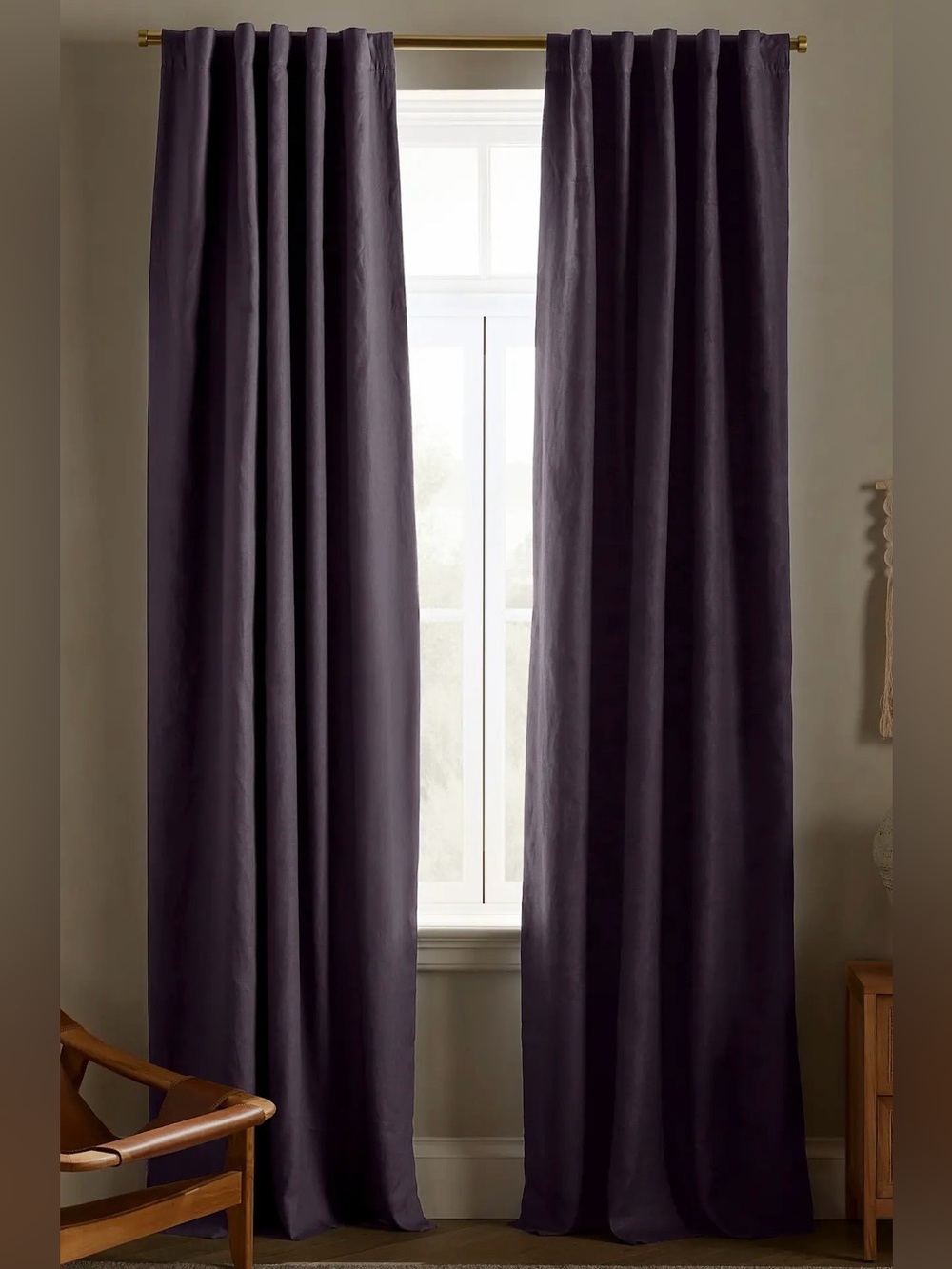 NWOT Quince European Linen True Blackout Curtain - Single Panel, 48 X 108- Storm